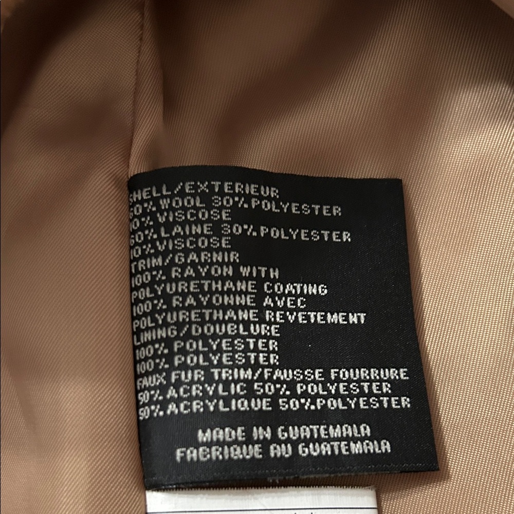 Via Spiga Tan Wool Blend Coat with Dark Brown Details - Picture 5 of 7
